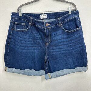 Lane Bryant Size 18 Mid-Rise Boyfriend Cuffed Shorts Dark Blue Casual Summer